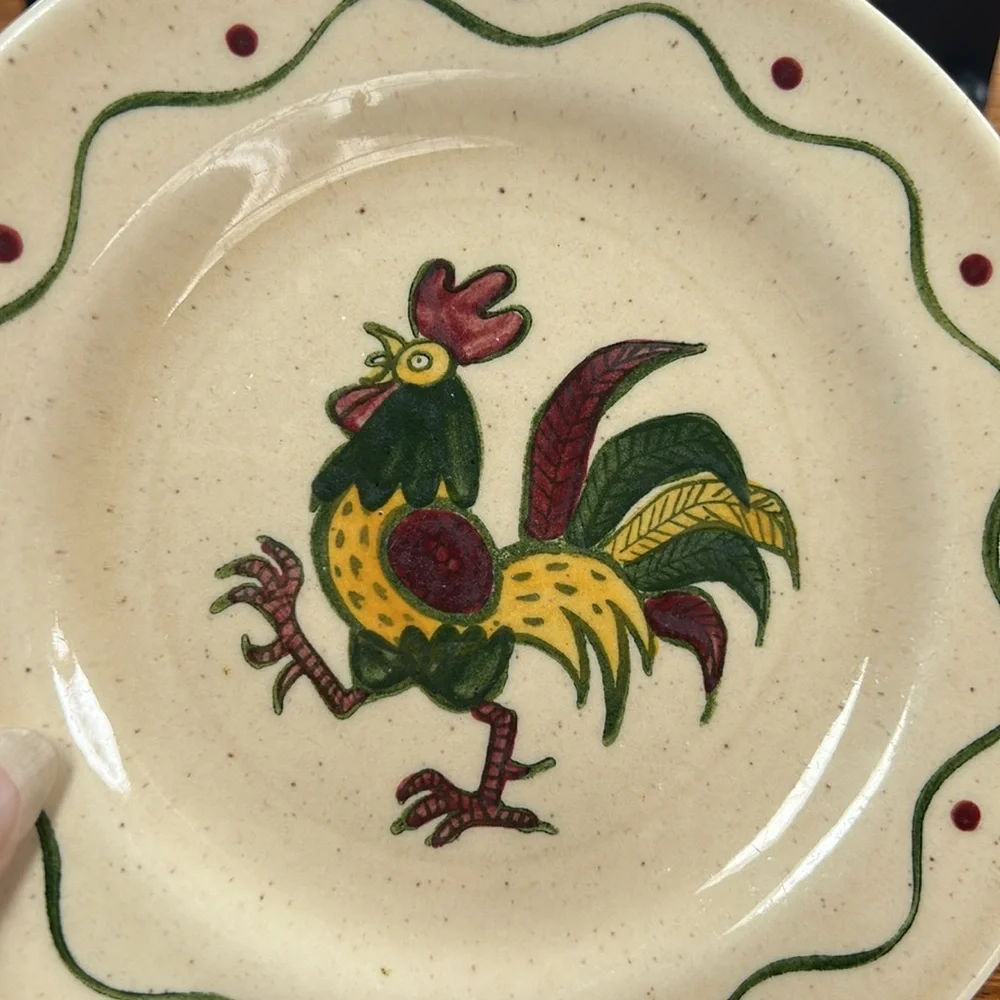 Vintage Metlox Poppytrail bread plates in California Provincial Rooster pattern.